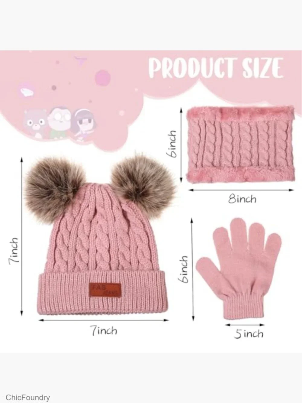 4 Winter Hat Gloves Scarf Sets for Kids Ages 3-10 Knit Beanie Set